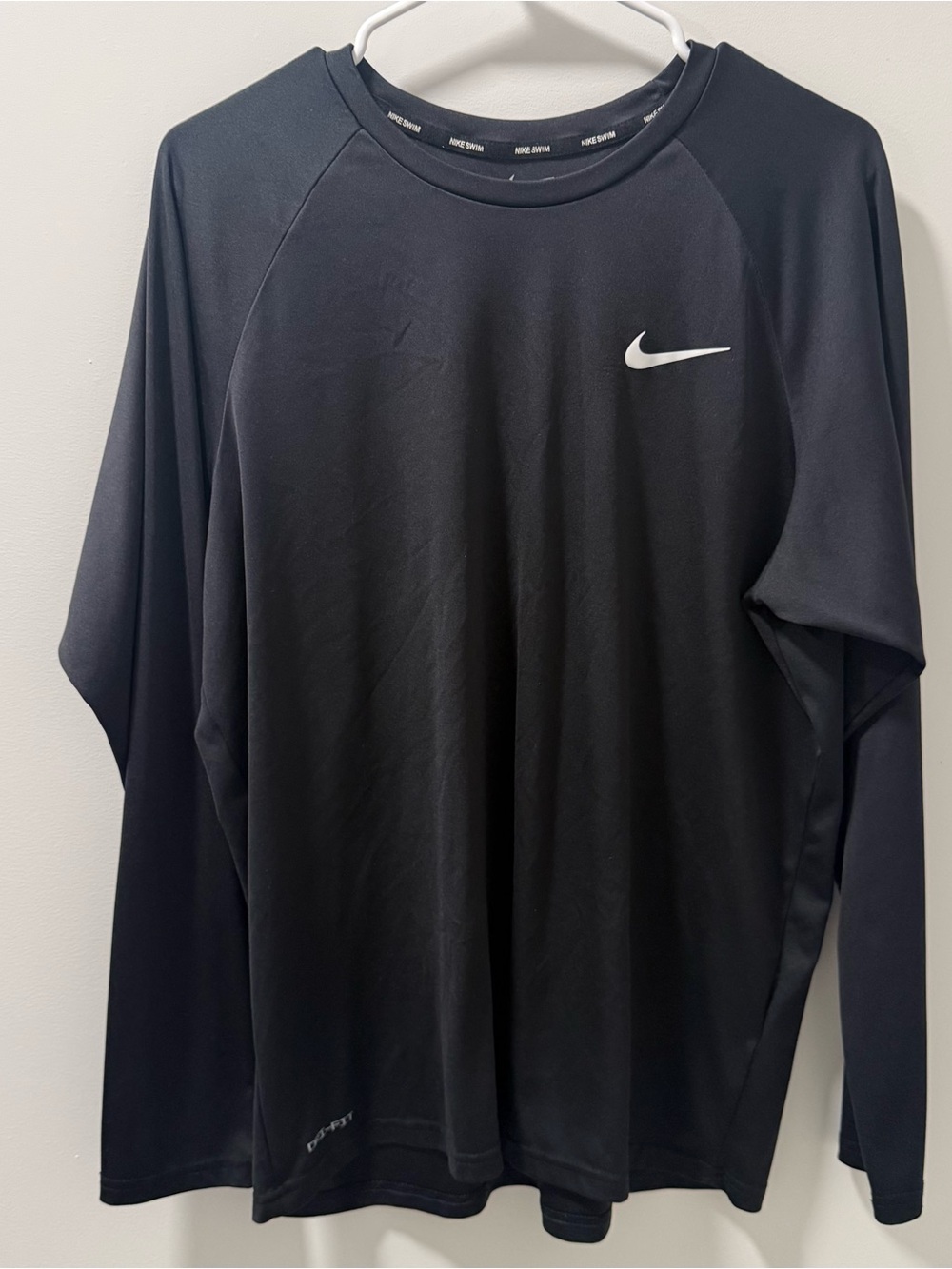 Nike Black Long-Sleeve Dri-FIT Athletic Tee with White Swoosh